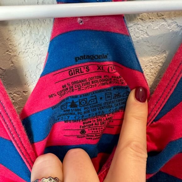 Girl’s Patagonia Pink & Navy Blue Striped Racerback Cotton Dress - Size XL EUC - Picture 4 of 6